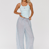 CORFU PANTS - MINT, RED PINSTRIPE