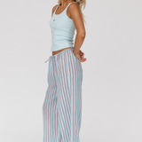 CORFU PANTS - MINT, RED PINSTRIPE