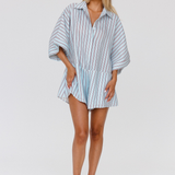 RAE PLAYSUIT - MINT, RED PINSTRIPE