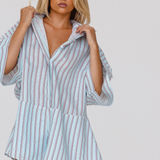 RAE PLAYSUIT - MINT, RED PINSTRIPE