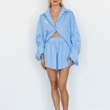 SIENNA SHIRT - BLUE, WHITE STRIPE