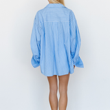 SIENNA SHIRT - BLUE, WHITE STRIPE
