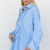 PAIGE SHORTS - BLUE, WHITE STRIPE
