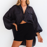 LILLIAN SHIRT - BLACK RAMIE