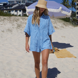RAE PLAYSUIT- AZURE TERRY TOWELLING