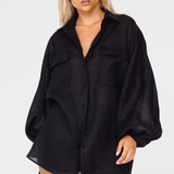LILLIAN SHIRT - BLACK RAMIE