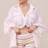 SPRINTER SHORTS - CHAMPAGNE, WHITE STRIPE