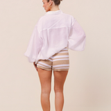 SPRINTER SHORTS - CHAMPAGNE, WHITE STRIPE