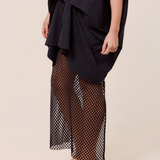 ISLA MESH PENCIL SKIRT - BLACK