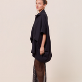 ISLA MESH PENCIL SKIRT - BLACK